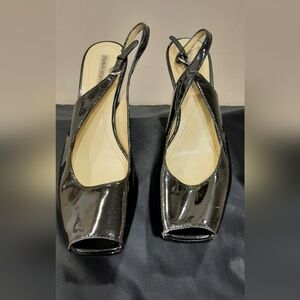 Via Spiga Women's Black Patent Wedges